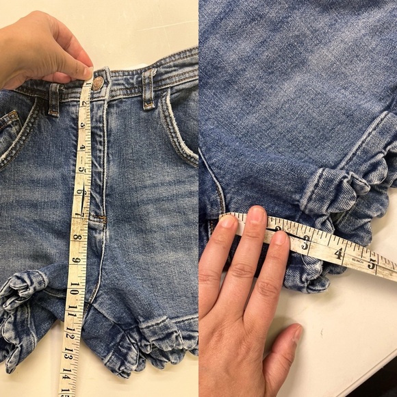 Maje Scalloped Trim Denim Shorts - Picture 7 of 11